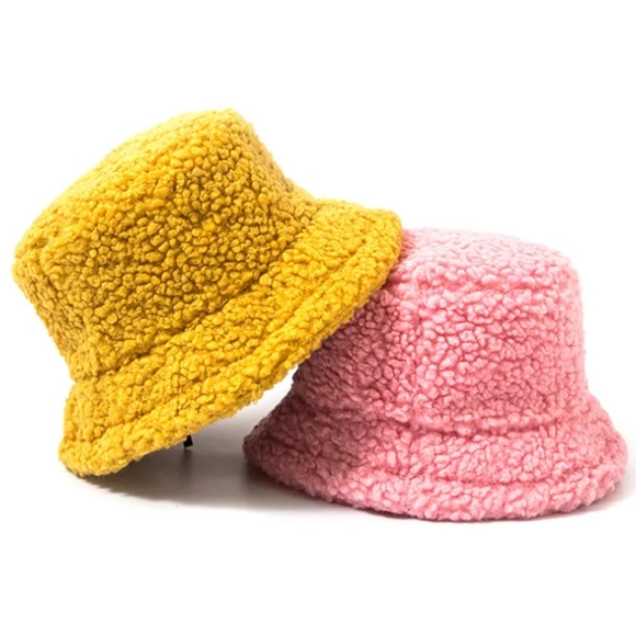 Gorgeous Black Fall Winter Wool Sherpa Style Bucket Hat Adjustable Unique - Picture 2 of 2